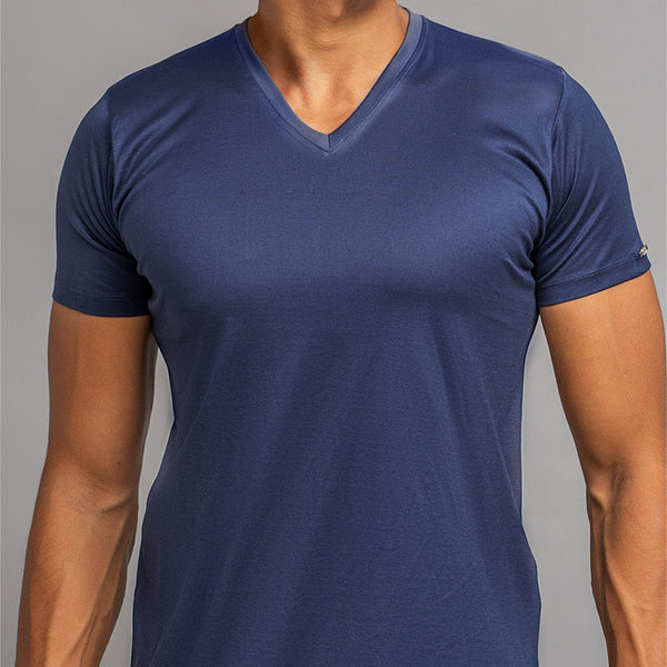 V-Neck T-Shirt -Navy