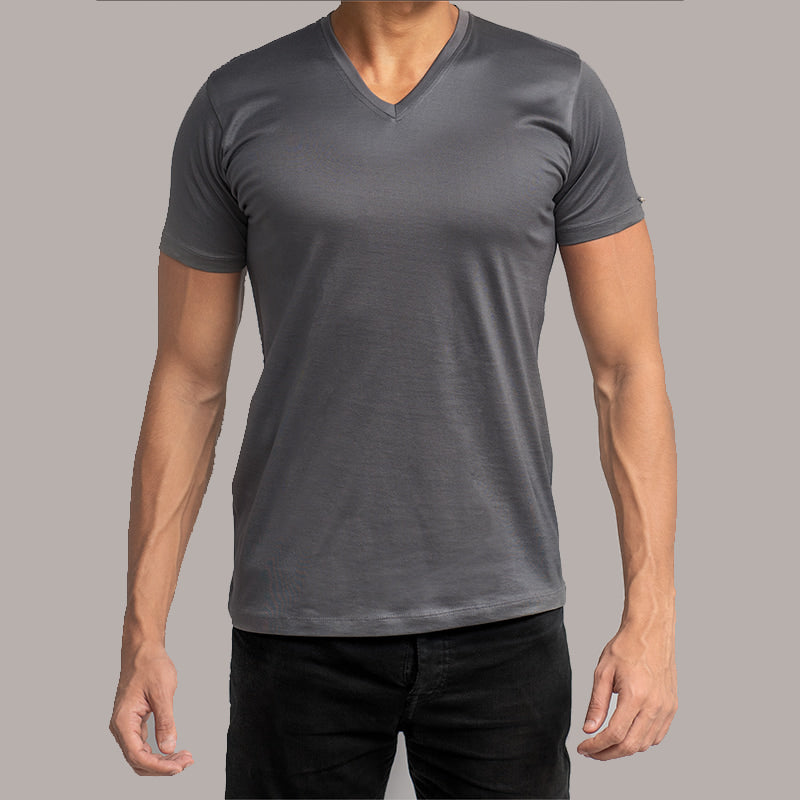 V-Neck T-Shirt -Grey