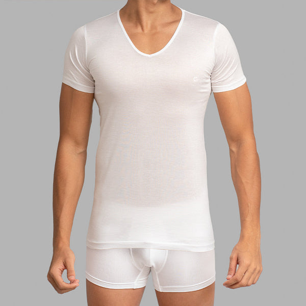 V-Neck Undershirt-White