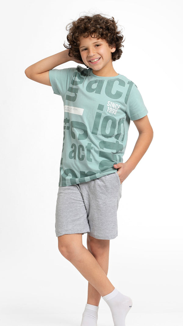 Random Letters Printed Allover Boys Pajama بيجاما صيفي اولادي 531