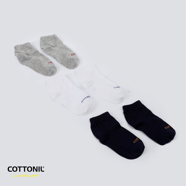 Pack Of 3 Plain Baby Ribbed Trim Ankle Socks - سوكیت أطفال