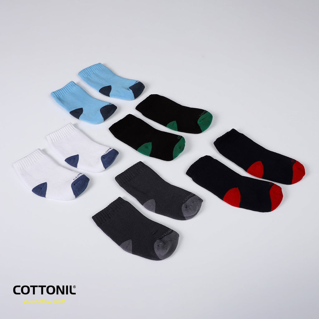Bundle Of 6 Cotton Thick Boys Ankle Socksشراب اولاد فوطة كاملة