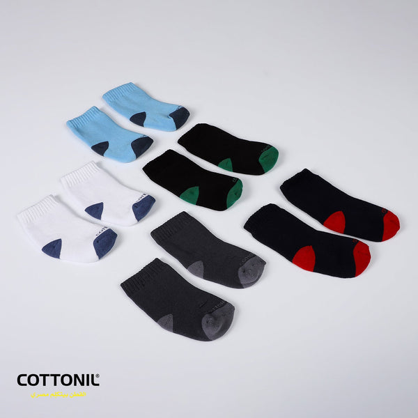 Pack Of 3 Logo Printed Plain Ribbed Trim Ankle Boys Socks -شراب اولاد فوطة كاملة