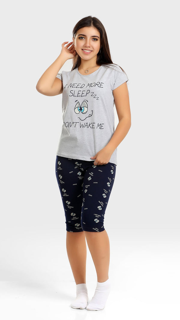 Women's Pajama Set (Half sleeves +Pentacor ) 738 بيجاما صيفي حريمي