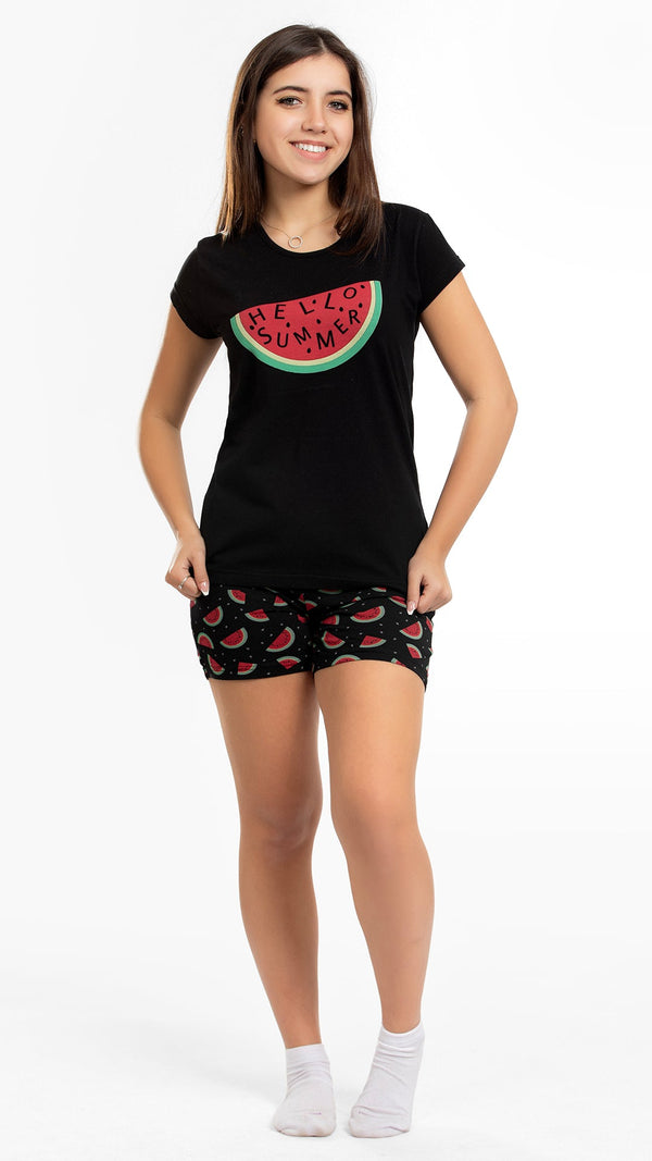 Women's Pajama Set (Half sleeves + SHORT) 740 بيجاما صيفي حريمي