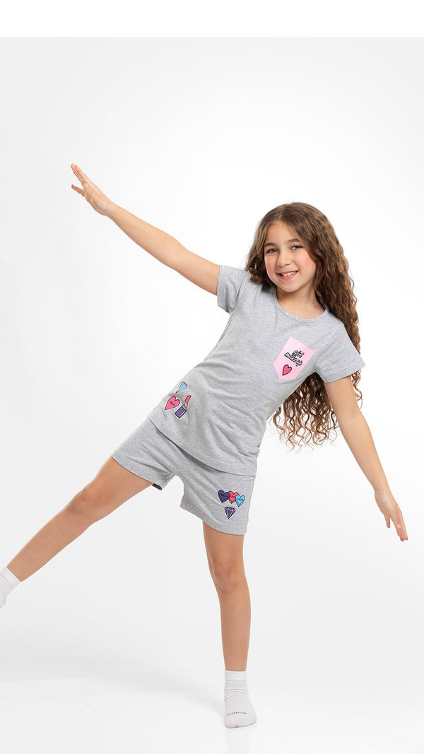 Grils Pajama Set (SHORT+ Half sleeves) - 926 - بيجاما صيفي بناتي