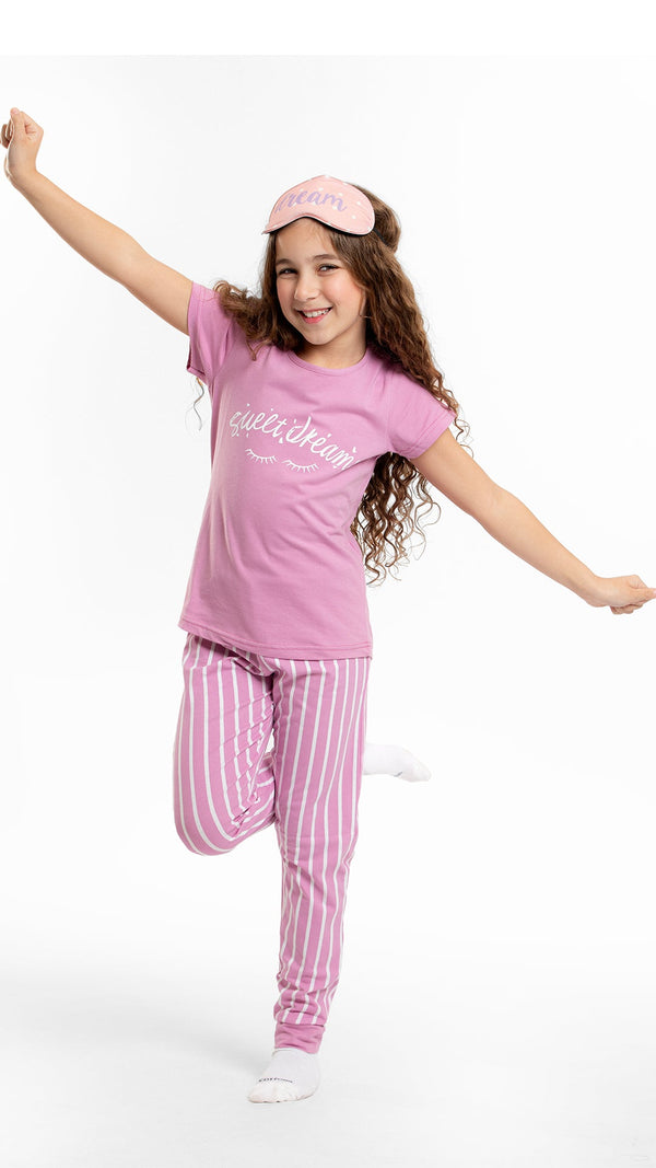 Grils Pajama Set (PANTS+ Half sleeves) - 929 - بيجاما صيفي بناتي