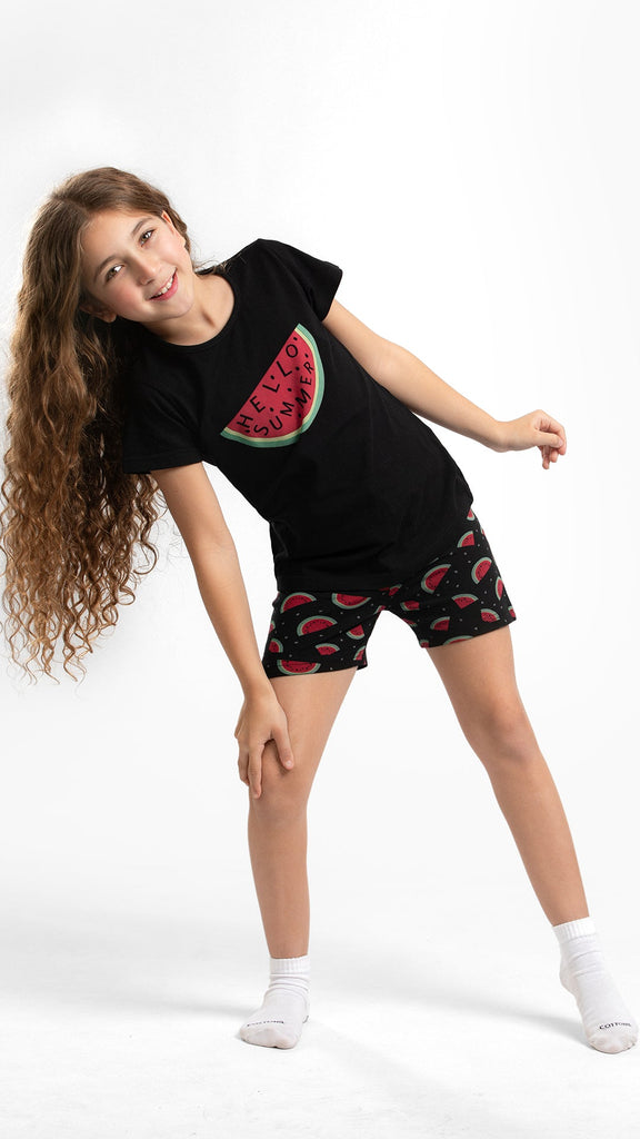 Grils Pajama Set (SHORT+ Half sleeves) - 932 - بيجاما صيفي بناتي