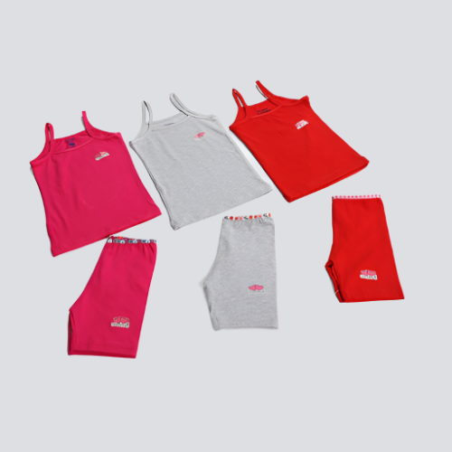 Pack Of 3 Colorful short Waist Girl's Set