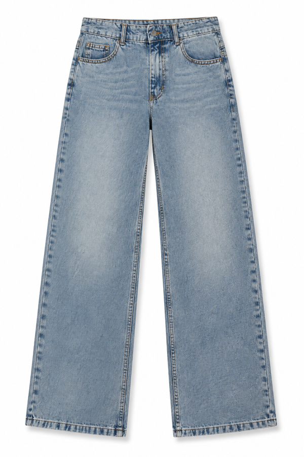 بنطلون جينز وايد ليج لون ازرق نحاسي نيو فيجين Women's Copper Wide Leg Jeans