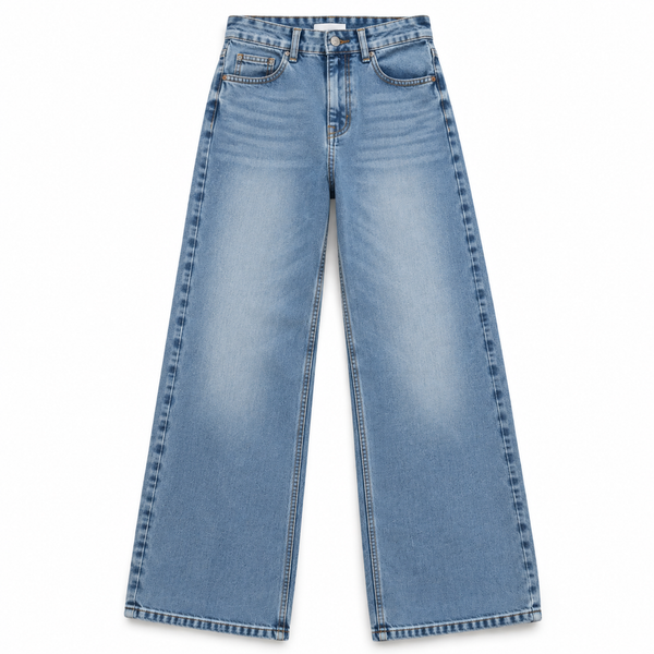 بنطلون جينز وايد ليج لون ازرق نيو فيجين Women's Jeans Blue Wide Leg