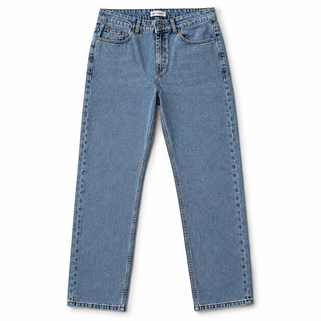 بنطلون جينز وايد ليج لون ازرق فاتح نيو فيجين Women's Jeans Light Blue Wide Leg