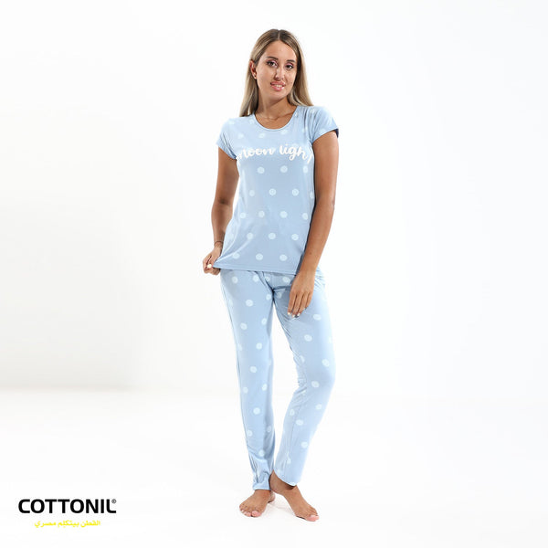 Womens Pajama Set (Half sleeves + Pant) - Blue 720