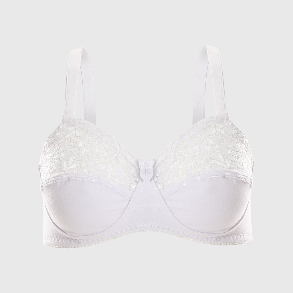 Minimizer Lace & Synthetic White Comfy Bra ميني مايزر قطن دانتيل نورمال