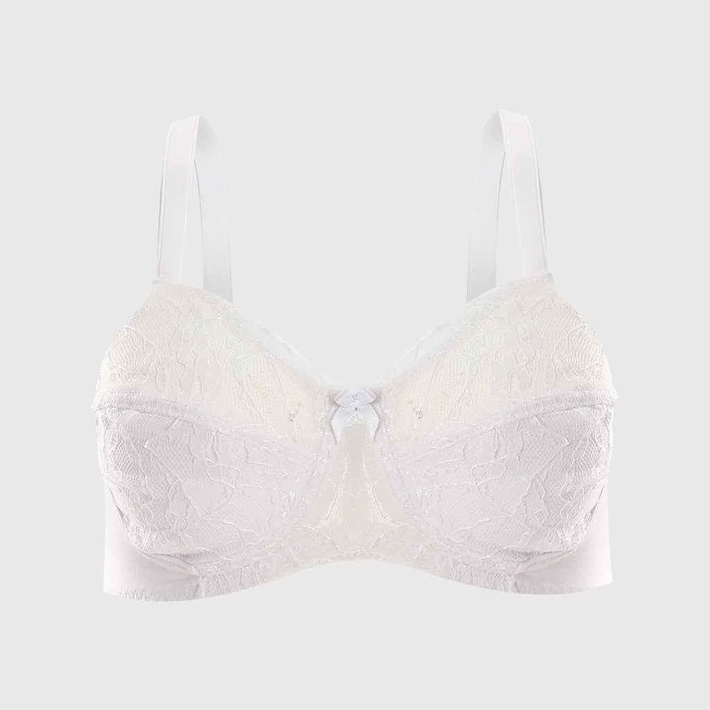 Two Halves Cup Minimizer White Lace & Synthetic Bra ميني مايزر دانتيل نورمال