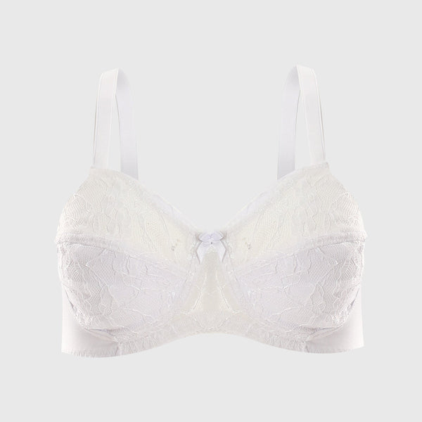 Two Halves Cup Minimizer White Lace & Synthetic Bra ميني مايزر دانتيل نورمال