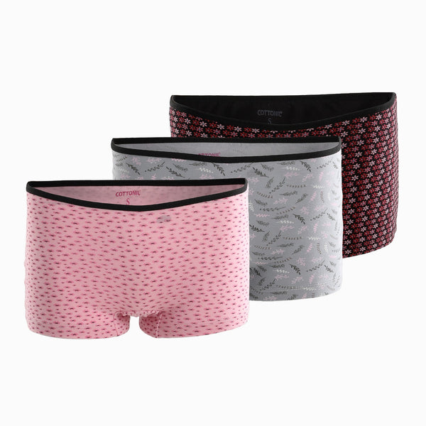 Pack Of 3 Cottonila Patterned Underwear Hot Short - Multicolour