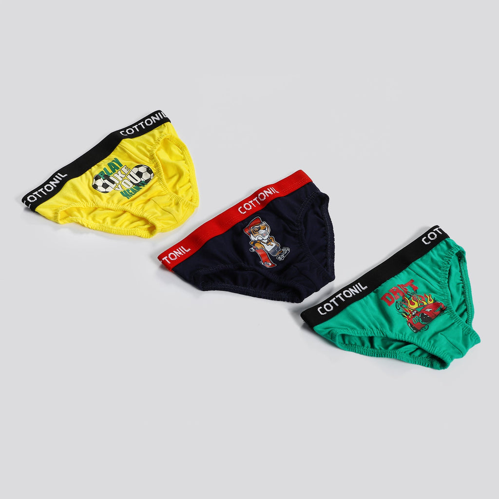 Pack Of 3 Multicoloured Cotton Boy Turbo Briefs