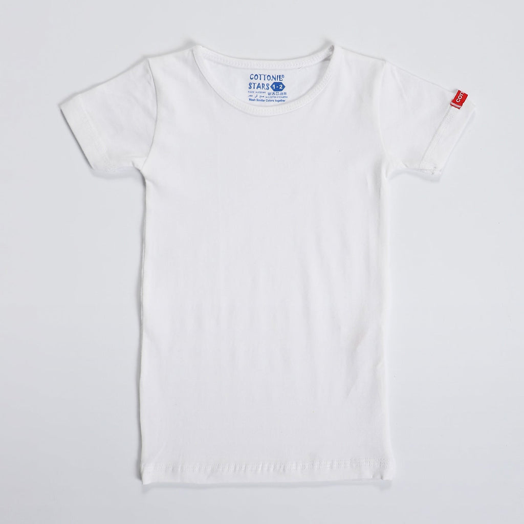 Boy's short sleeves undershirts' "Stretch"-White
