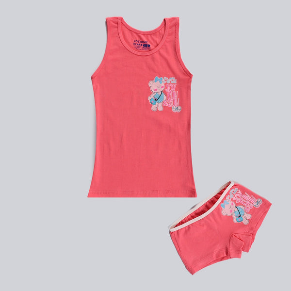Girls Printed Set (Hotshort+cut)-Melon