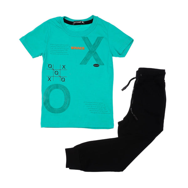 Bi-Toned Short Sleeves Printed Boys Pajama - 525 بيجاما صيفي اولادي