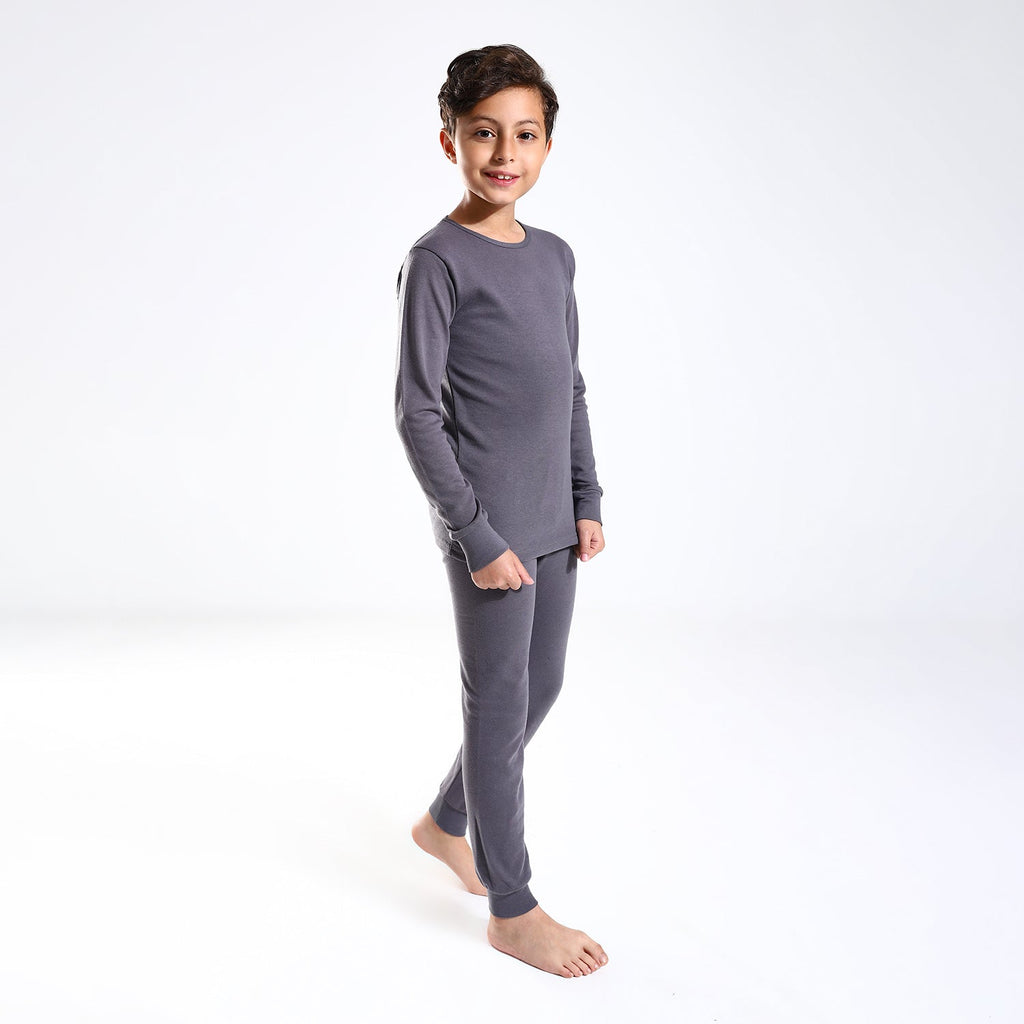 Boys Thermal Slip On, Elastic Waist & Elastic Hem Cotton Undergarment - Grey