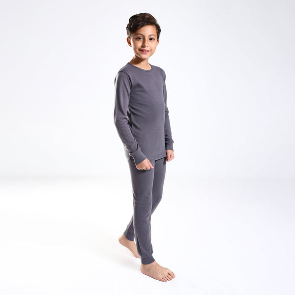 Boys Thermal Slip On, Elastic Waist & Elastic Hem Cotton Undergarment - Grey