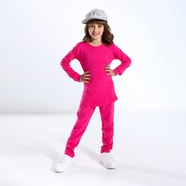 Girls Interlock thermal (Inner fluff) set - Fuchsia