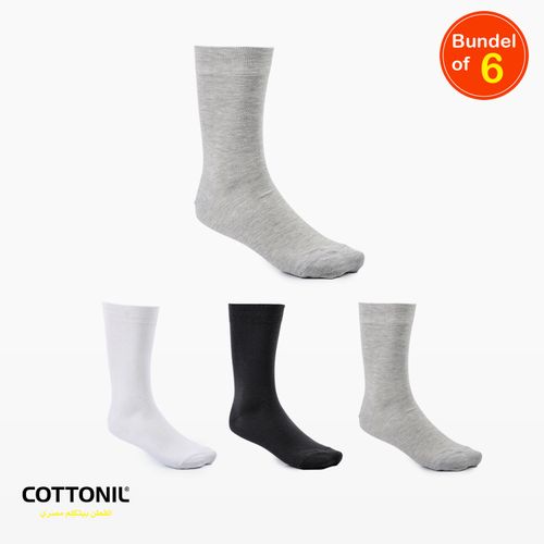 Classic Cotton Men Mid Calf Socks - Pack Of 6 -كلاسیك ( لیكرا )