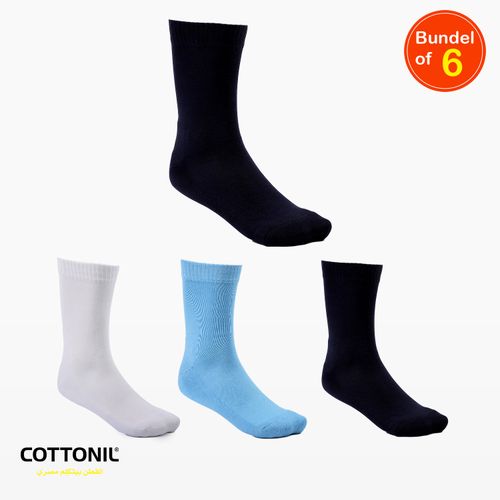 Sportive Cotton Mid Calf Men Socks - Pack Of 6 ریاضة رجالى نصف فوطة