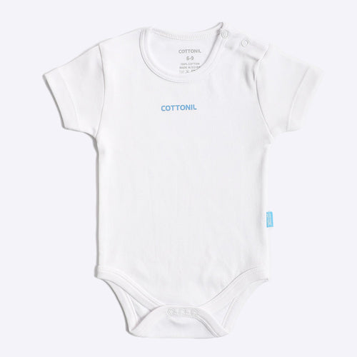 Baby Newborn cotton Jumpsuit - half sleeve - white