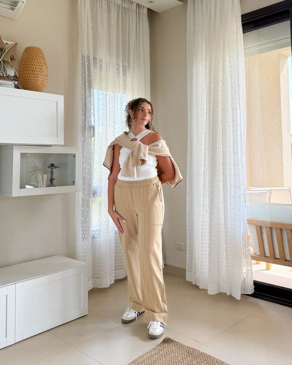 Striped Pants Beige w